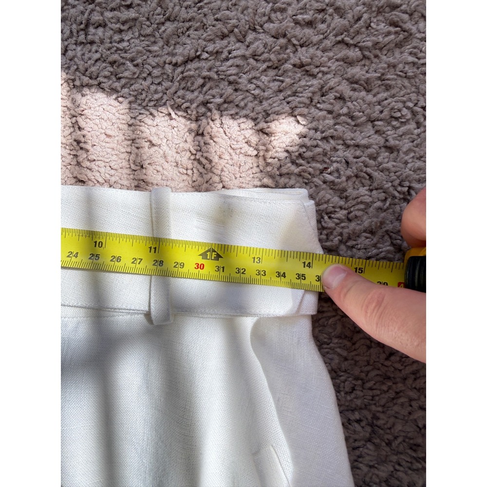Ralph Lauren Purple Label Spring Runway White Linen Belted Midi Skirt Size 4 NEW - Picture 5 of 9